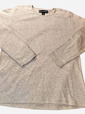 Gloria Vanderbilt Gray Knit Crewneck with Navy Label